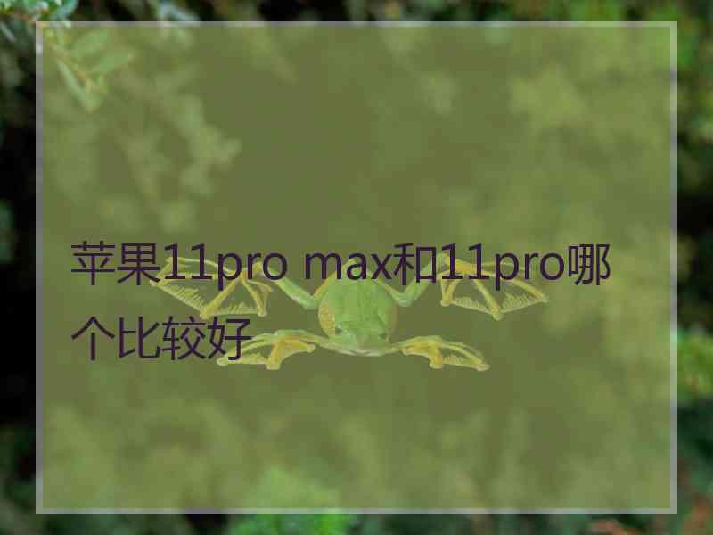 苹果11pro max和11pro哪个比较好