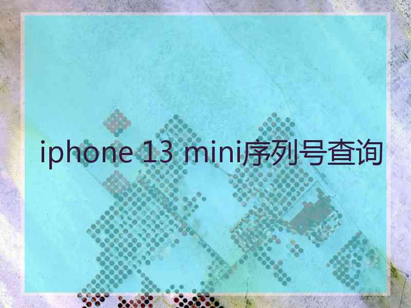 iphone 13 mini序列号查询