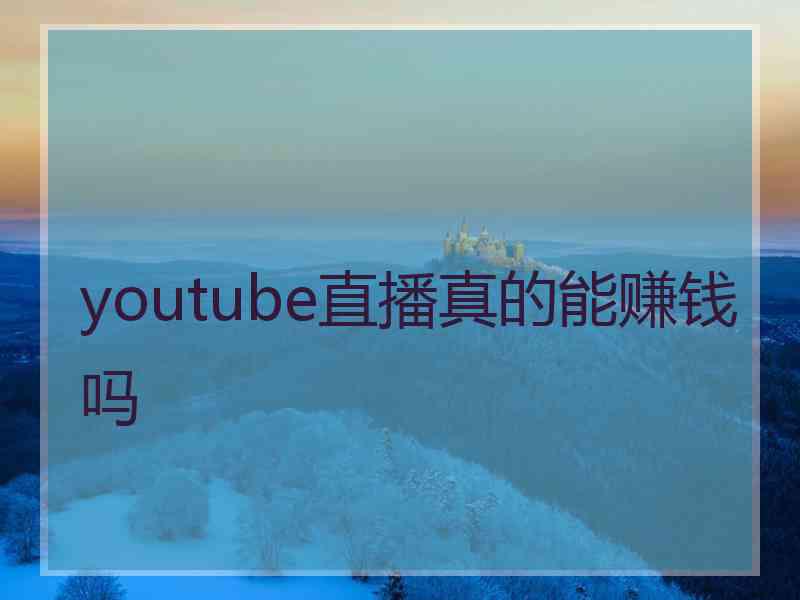 youtube直播真的能赚钱吗