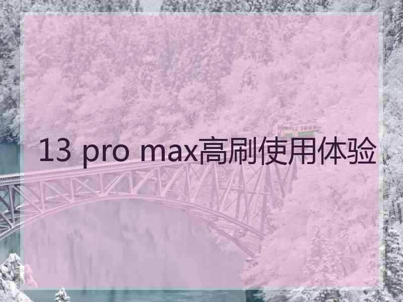 13 pro max高刷使用体验