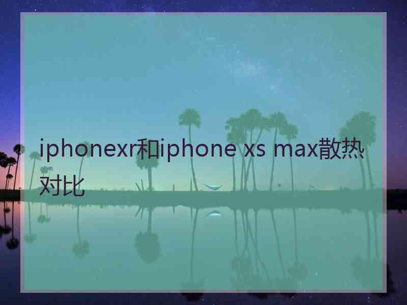 iphonexr和iphone xs max散热对比