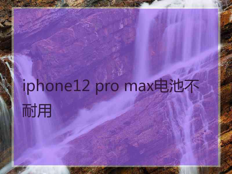 iphone12 pro max电池不耐用