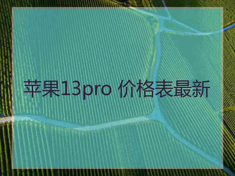 苹果13pro 价格表最新