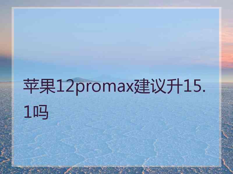 苹果12promax建议升15.1吗