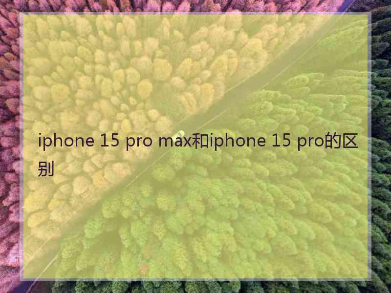 iphone 15 pro max和iphone 15 pro的区别