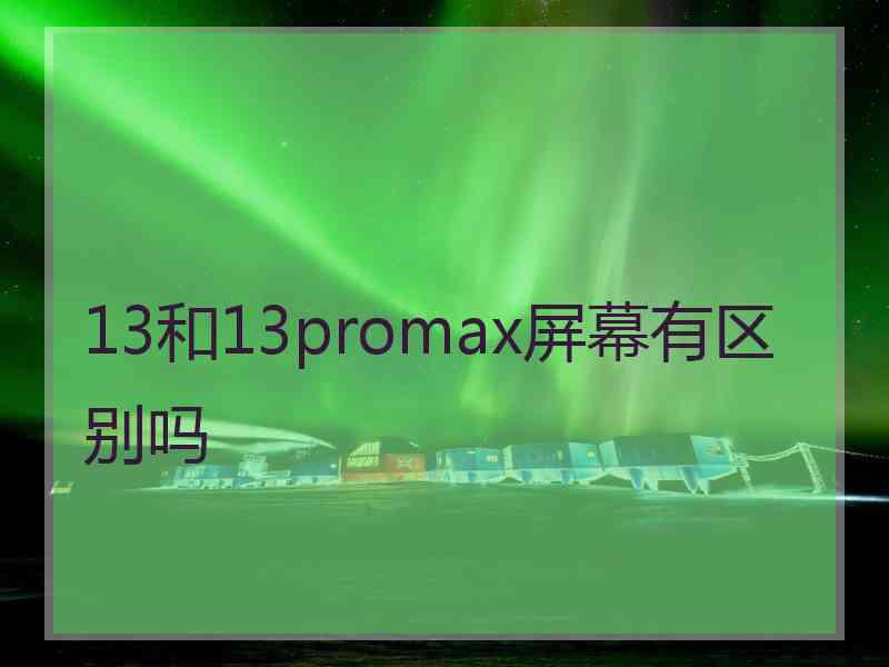 13和13promax屏幕有区别吗