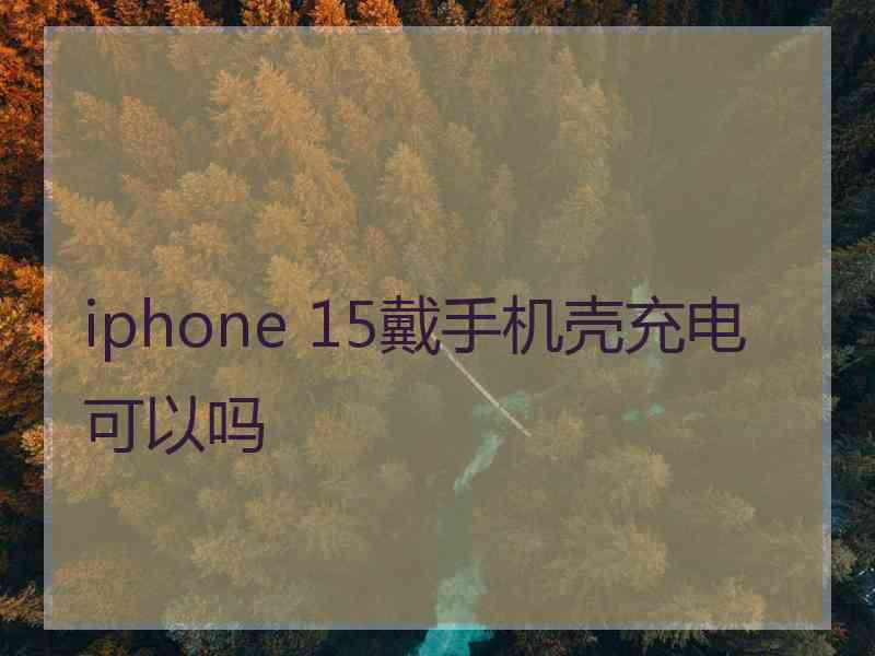 iphone 15戴手机壳充电可以吗