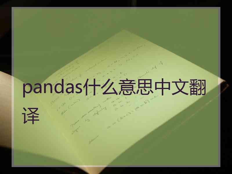 pandas什么意思中文翻译