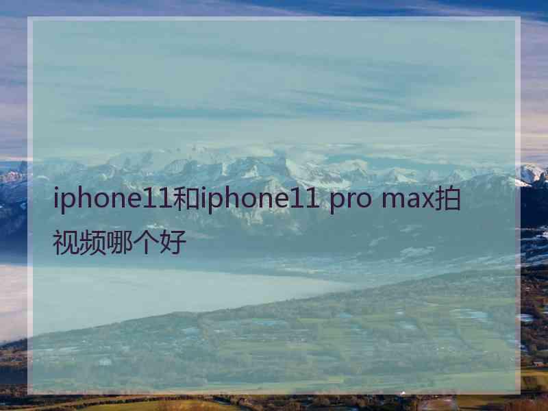 iphone11和iphone11 pro max拍视频哪个好