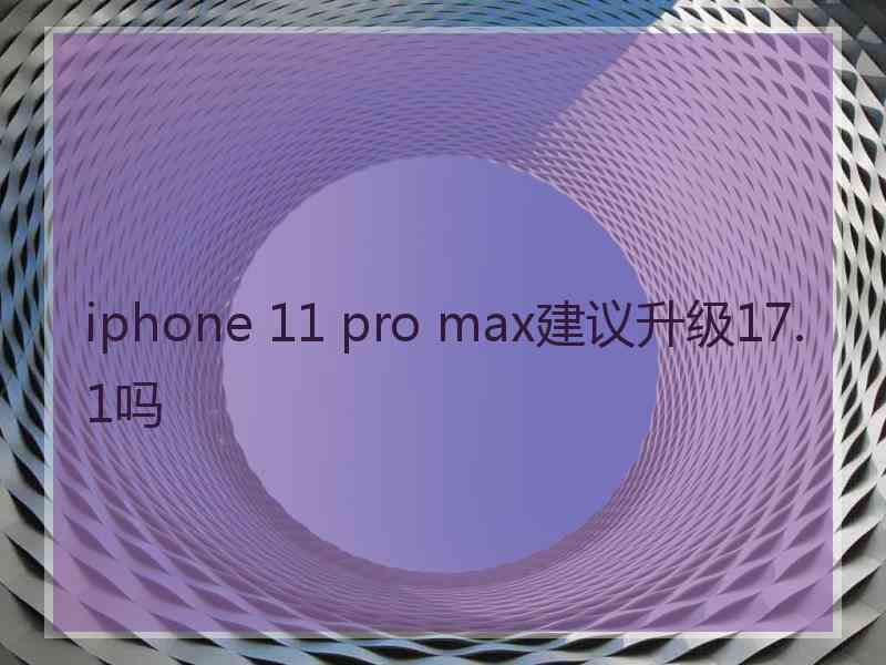 iphone 11 pro max建议升级17.1吗