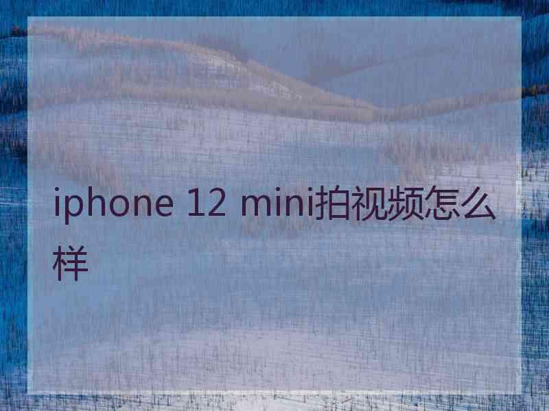 iphone 12 mini拍视频怎么样