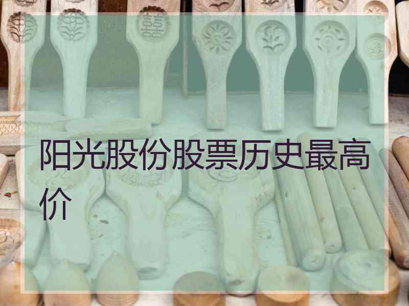 阳光股份股票历史最高价