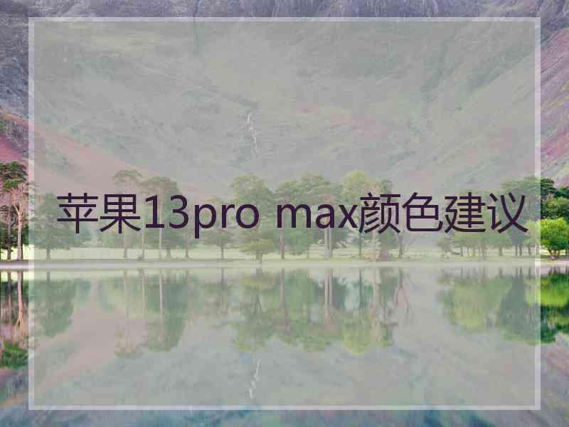 苹果13pro max颜色建议