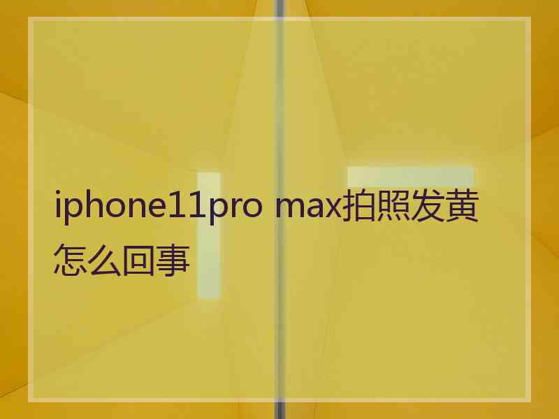 iphone11pro max拍照发黄怎么回事