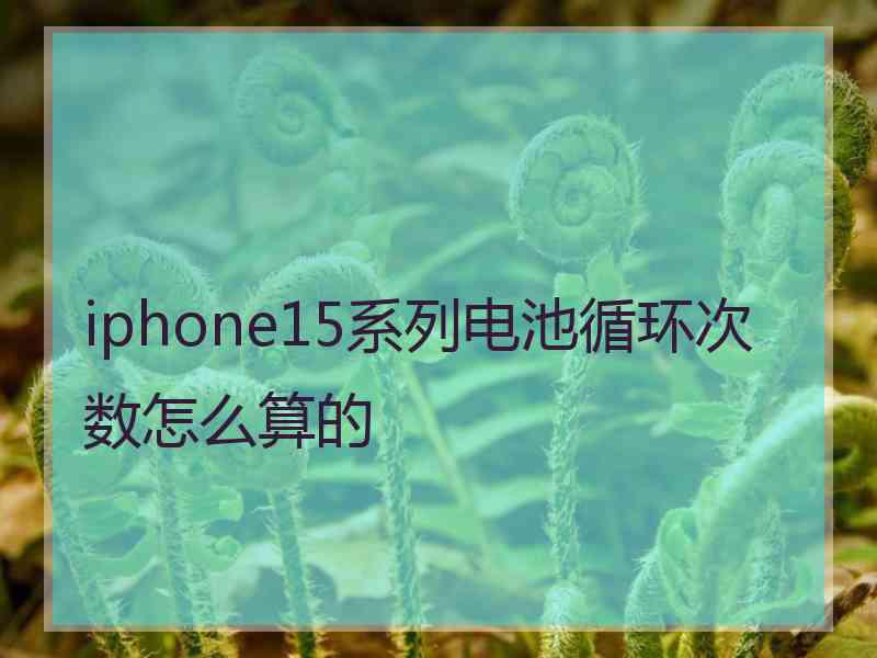 iphone15系列电池循环次数怎么算的