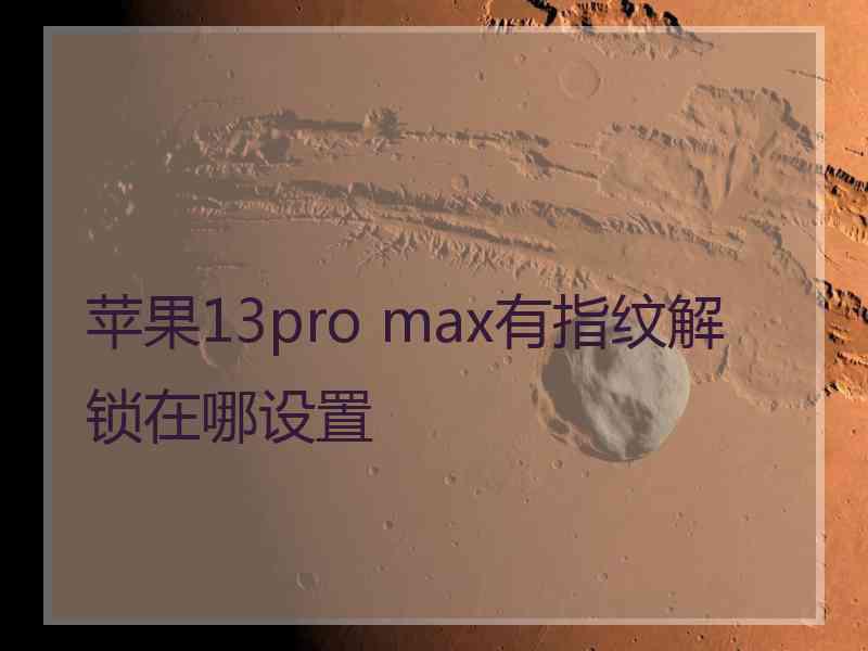 苹果13pro max有指纹解锁在哪设置