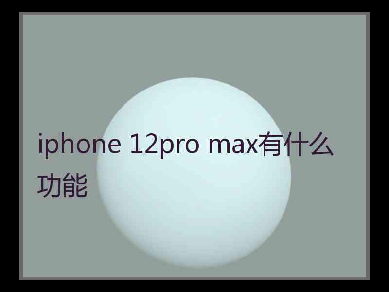 iphone 12pro max有什么功能