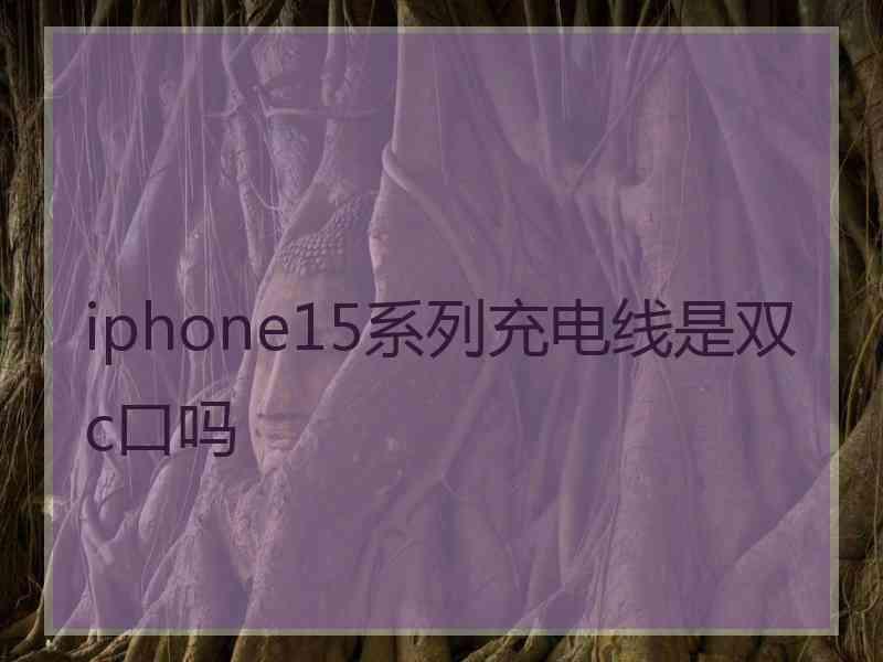 iphone15系列充电线是双c口吗