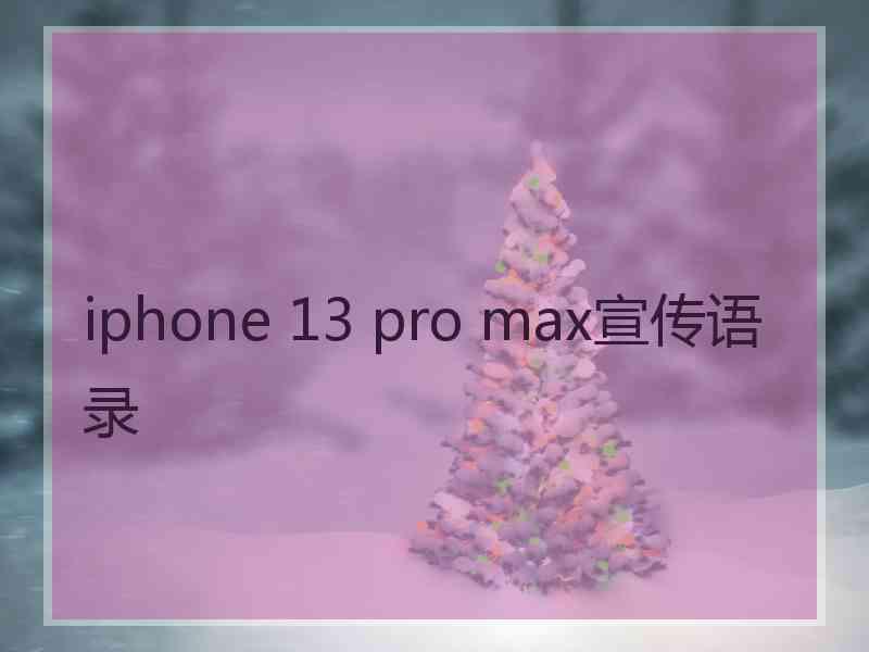 iphone 13 pro max宣传语录