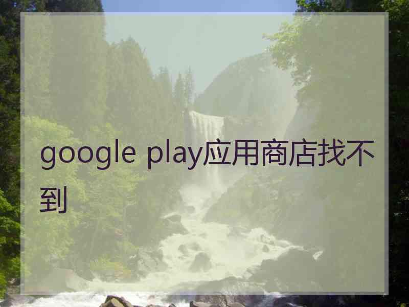 google play应用商店找不到