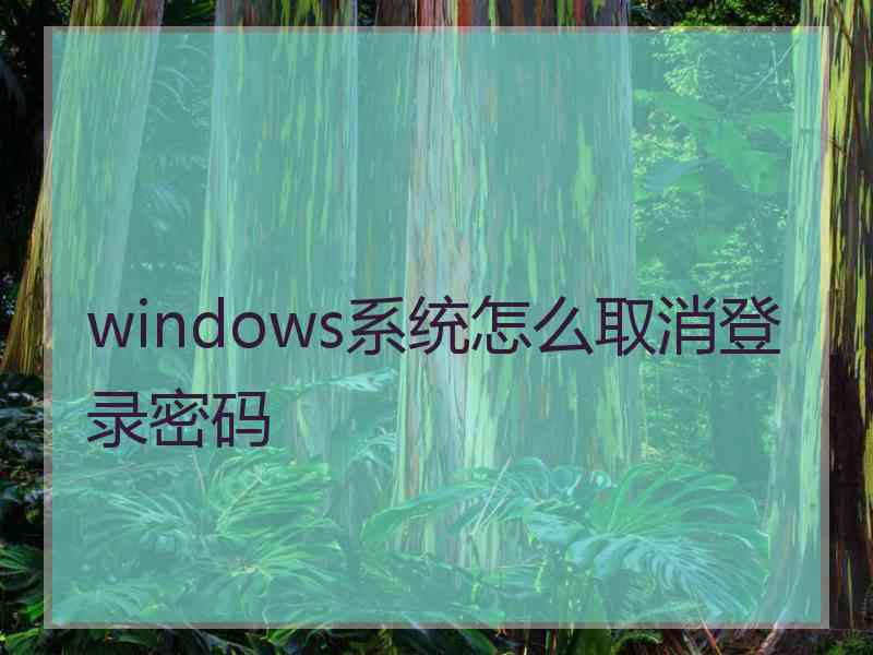 windows系统怎么取消登录密码