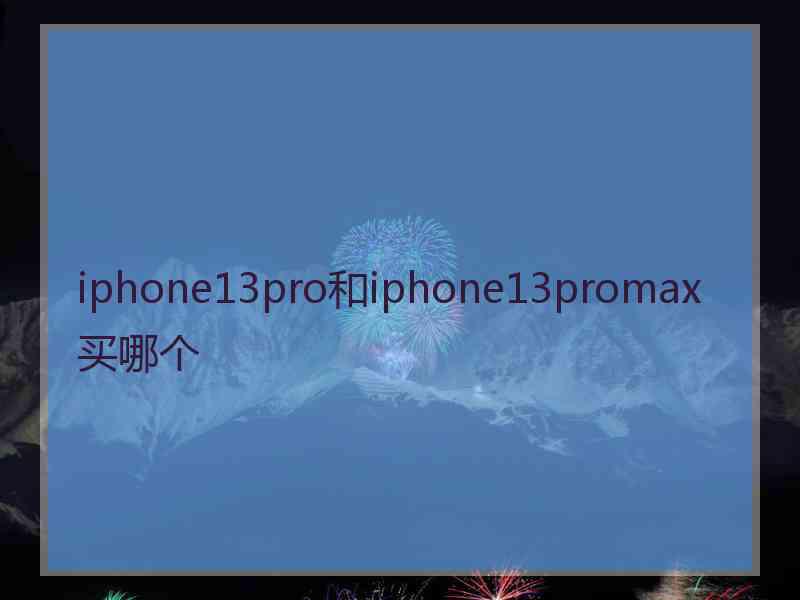 iphone13pro和iphone13promax买哪个