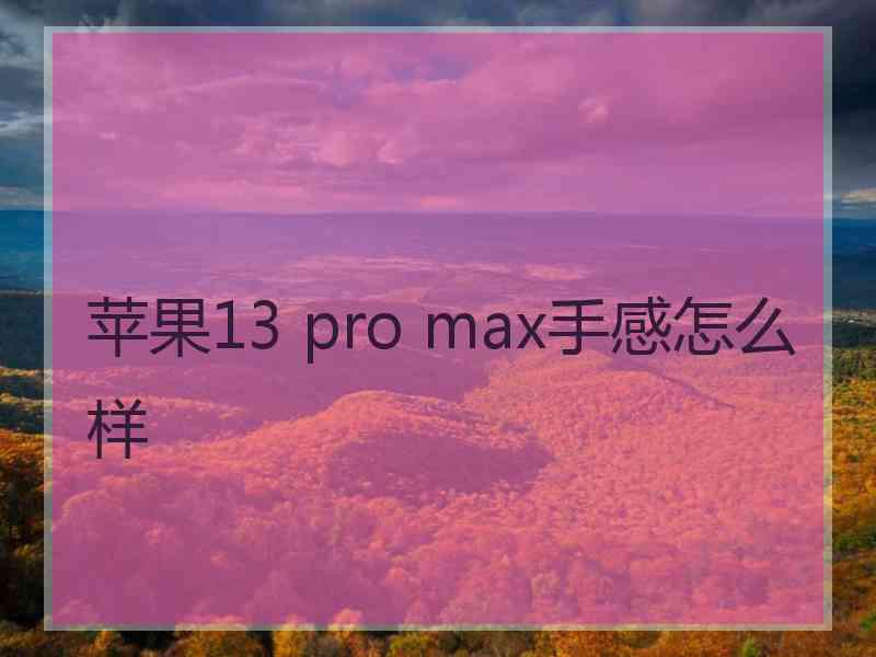 苹果13 pro max手感怎么样