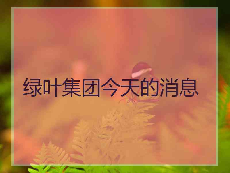 绿叶集团今天的消息