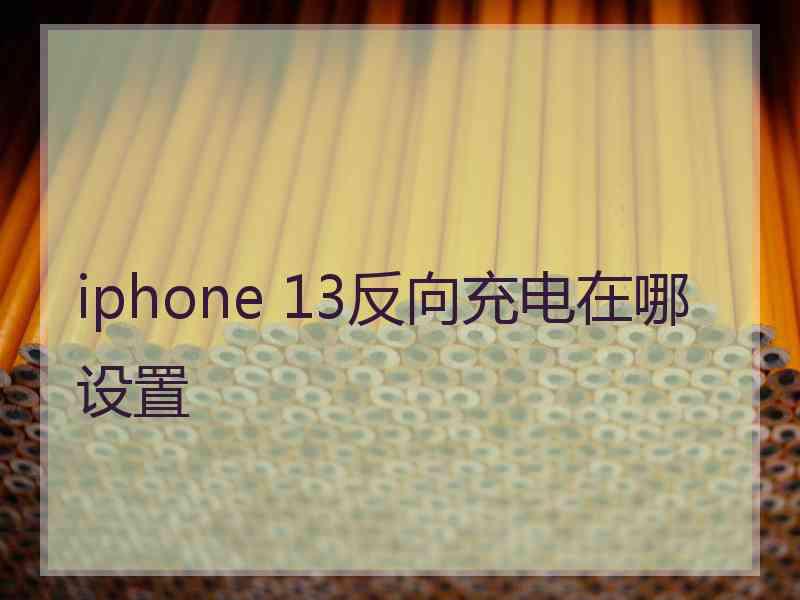 iphone 13反向充电在哪设置