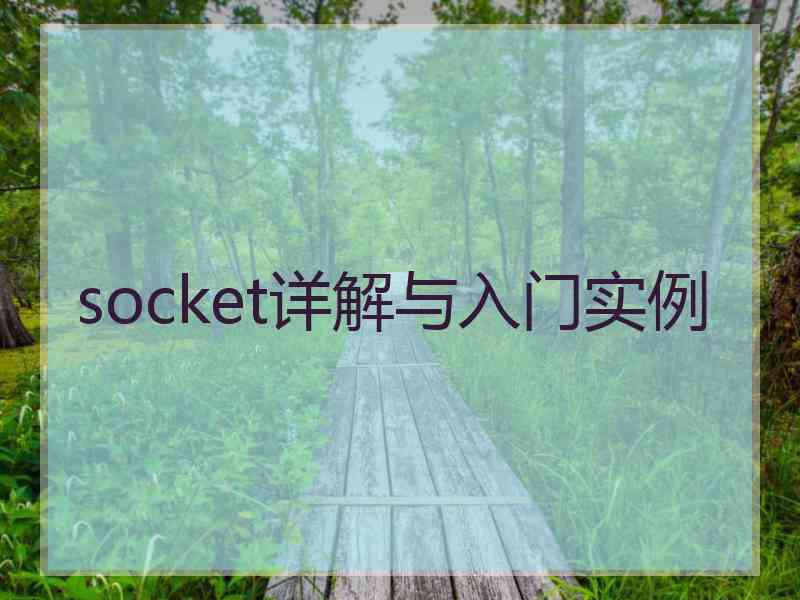 socket详解与入门实例