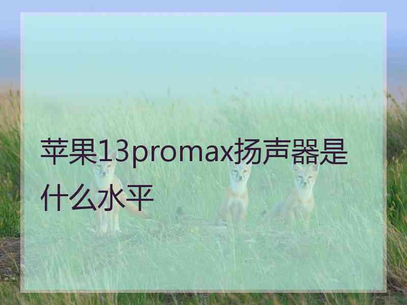 苹果13promax扬声器是什么水平