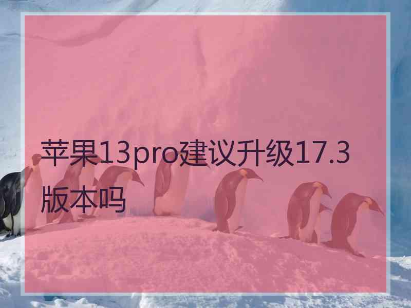 苹果13pro建议升级17.3版本吗