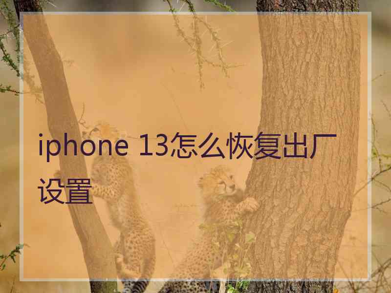 iphone 13怎么恢复出厂设置