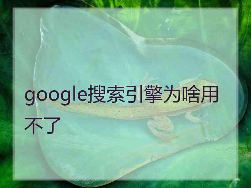 google搜索引擎为啥用不了