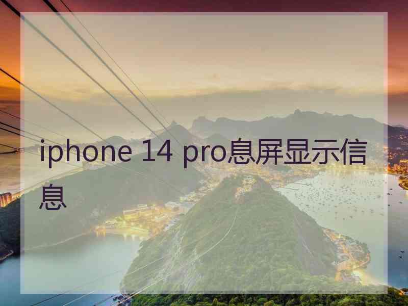 iphone 14 pro息屏显示信息