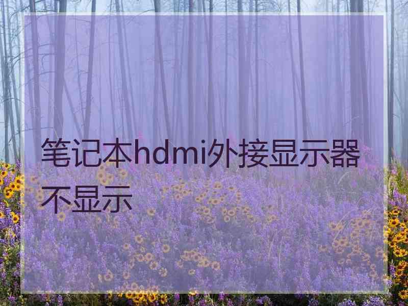 笔记本hdmi外接显示器不显示