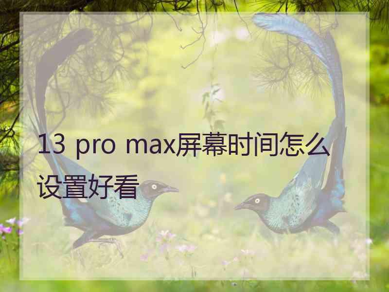 13 pro max屏幕时间怎么设置好看