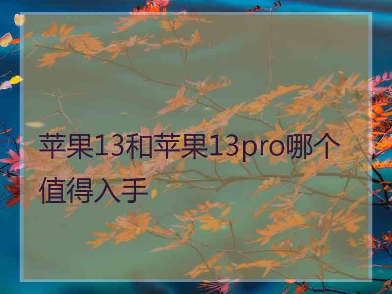 苹果13和苹果13pro哪个值得入手