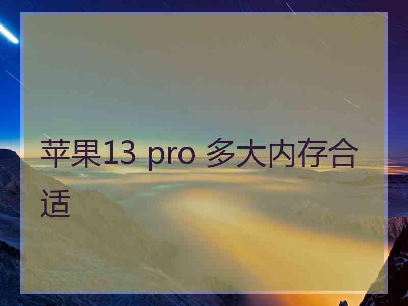 苹果13 pro 多大内存合适