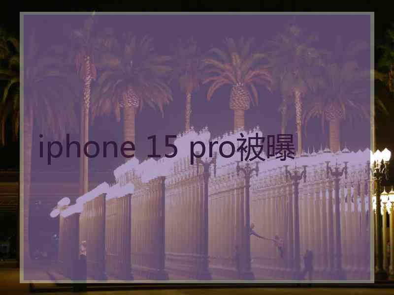 iphone 15 pro被曝