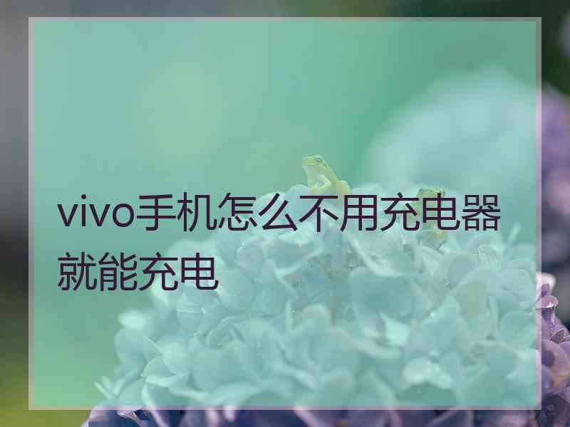 vivo手机怎么不用充电器就能充电