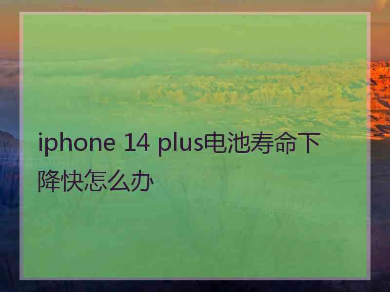 iphone 14 plus电池寿命下降快怎么办