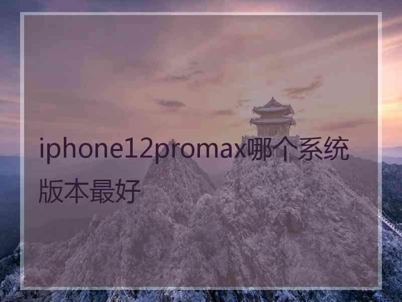 iphone12promax哪个系统版本最好