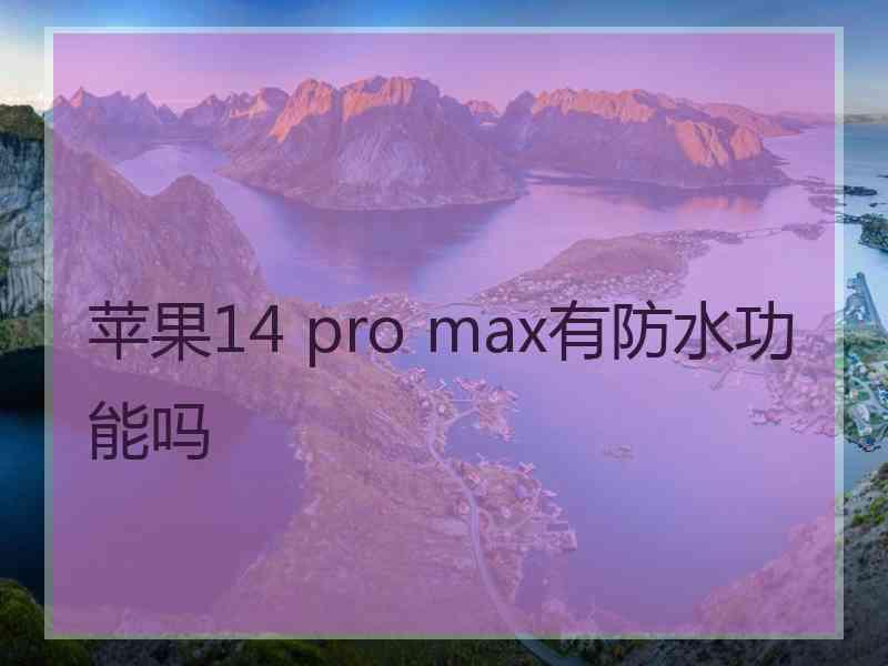 苹果14 pro max有防水功能吗