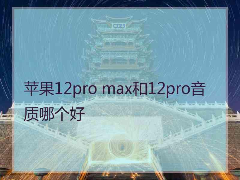 苹果12pro max和12pro音质哪个好