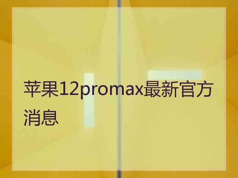 苹果12promax最新官方消息