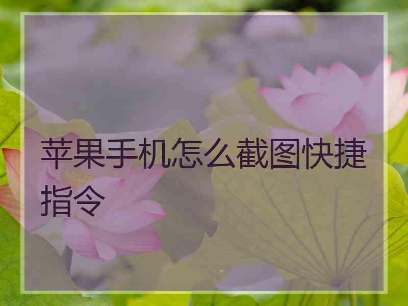 苹果手机怎么截图快捷指令