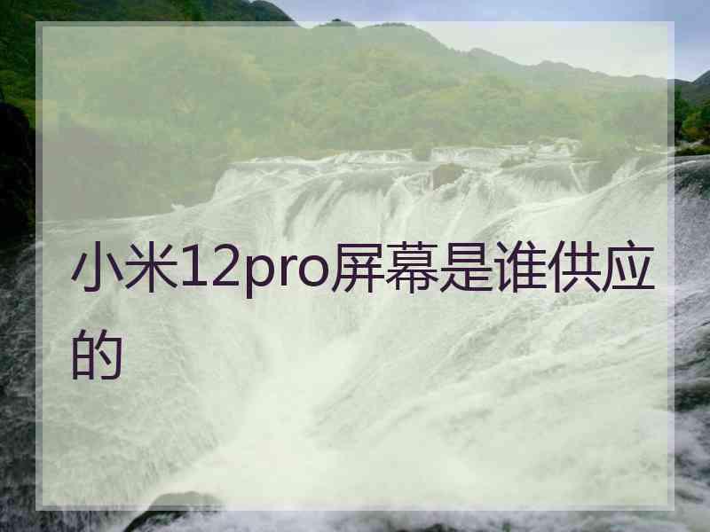 小米12pro屏幕是谁供应的