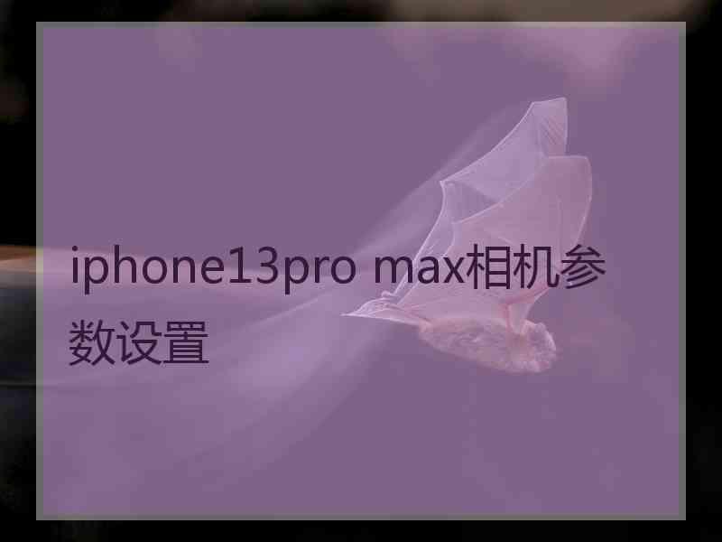 iphone13pro max相机参数设置