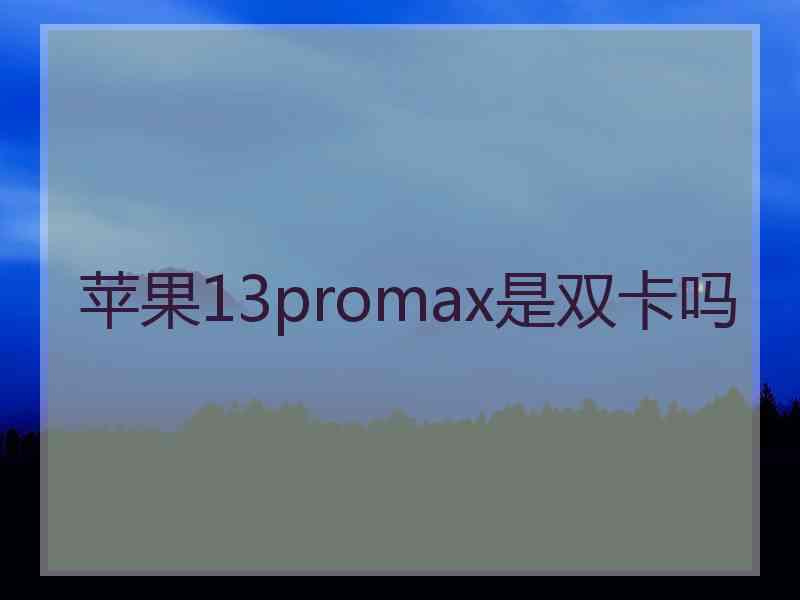 苹果13promax是双卡吗